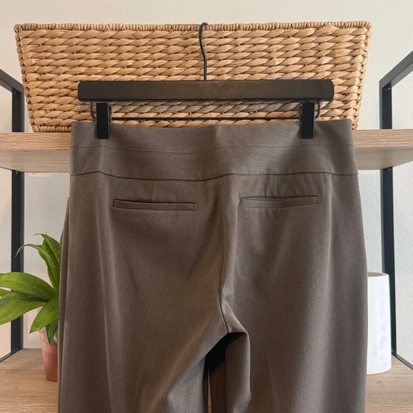 Express Editor Flare Leg Mid-Rise Taupe Brown Woven Career Dress Pant Trouser, 4 - Picture 5 of 7